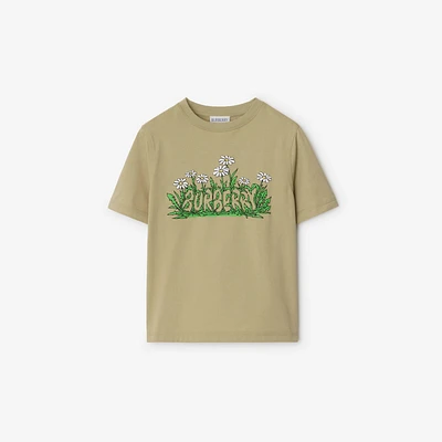 Daisy Logo Cotton T-shirt in Hunter | Burberry® Official