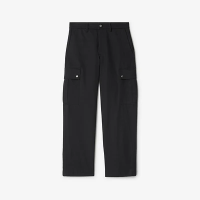 Cotton Blend Cargo Trousers in Black - Men | Burberry® Official