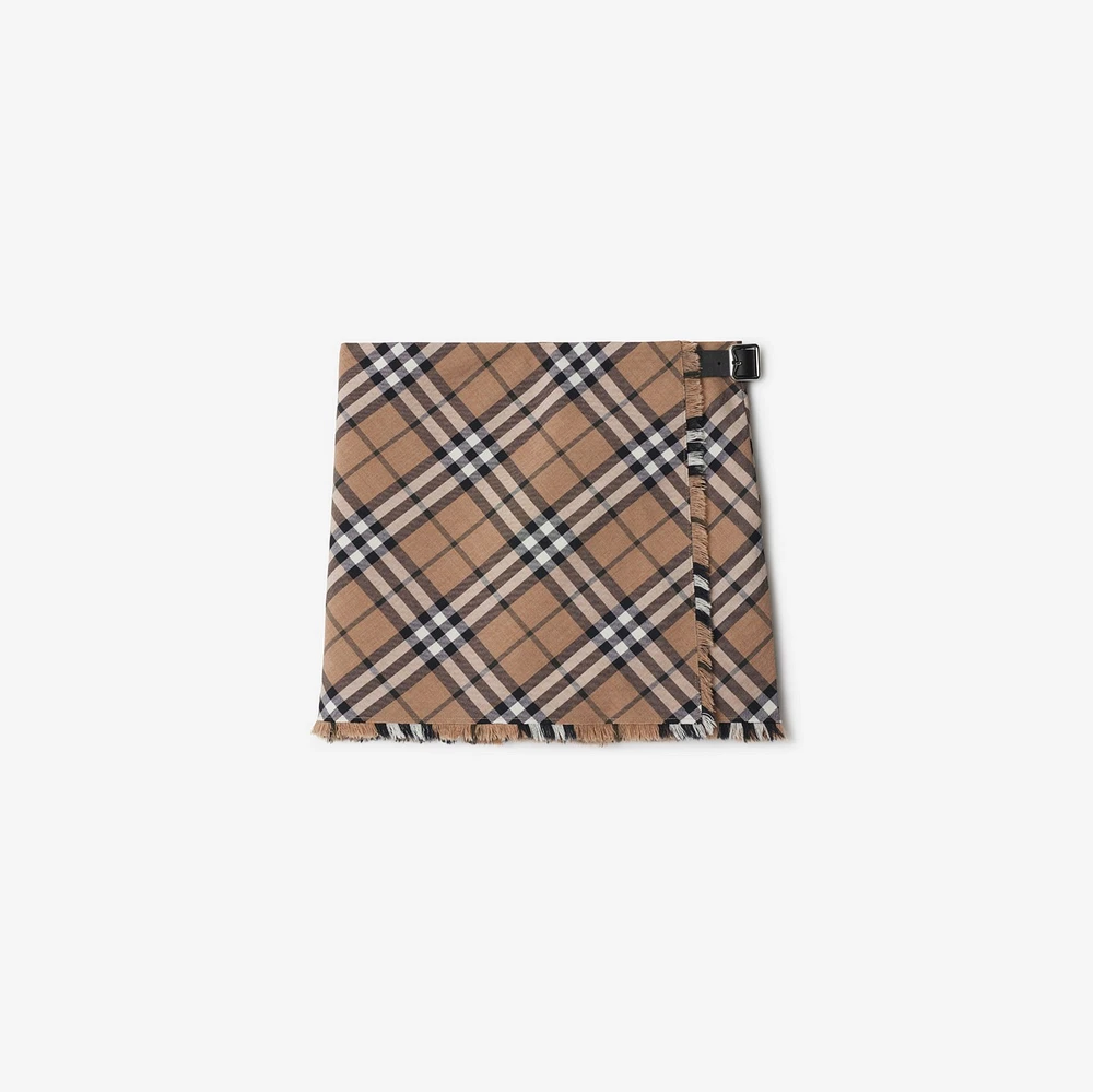 Check Wool Blend Mini Kilt in Linden - Women, Technical | Burberry® Official