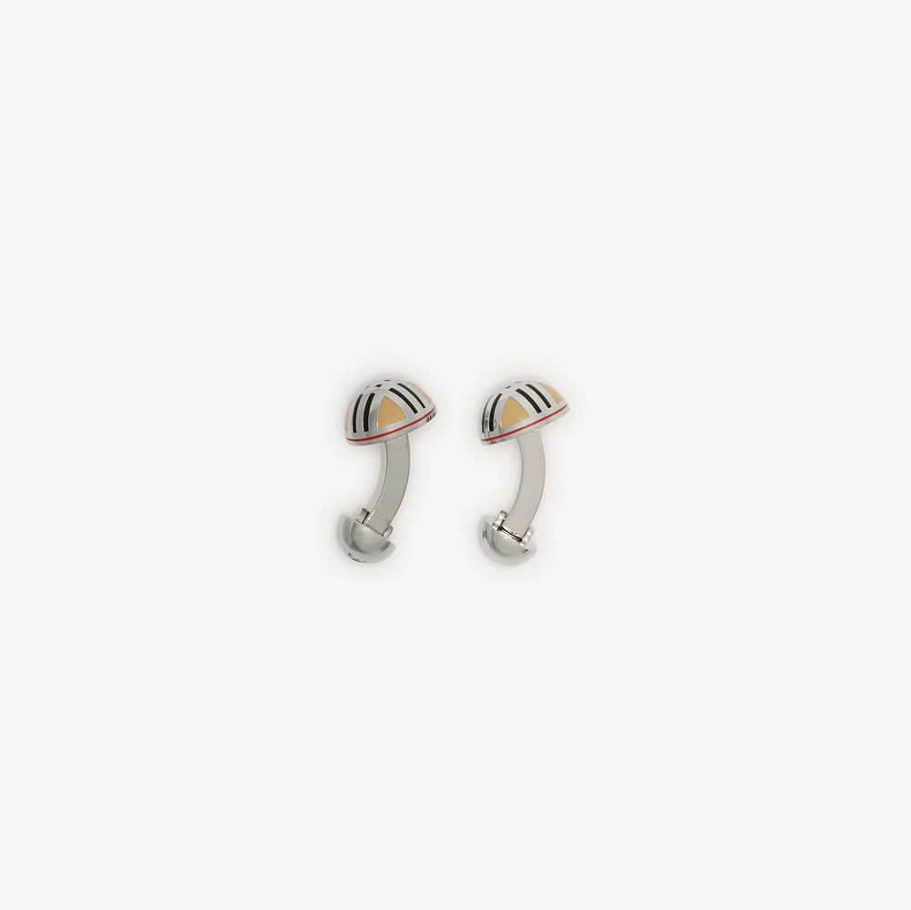Enamel Check Cufflinks in Silver - Men | Burberry® Official
