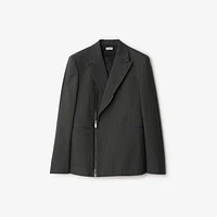 Wool Zip Tailored Jacket in Grey black - Men | Burberry® Official