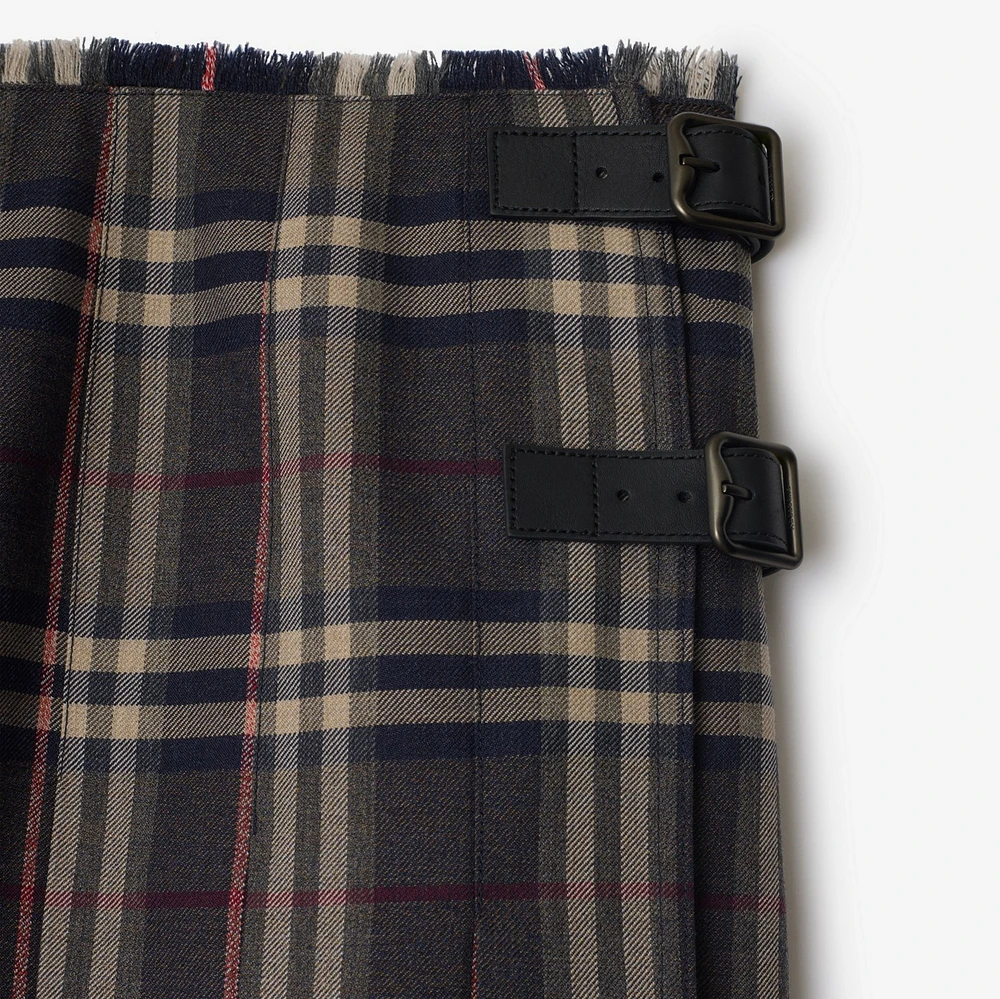 Check Wool Mini Kilt in Fig/black amethyst - Women | Burberry® Official