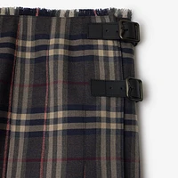 Check Wool Mini Kilt in Fig/black amethyst - Women | Burberry® Official