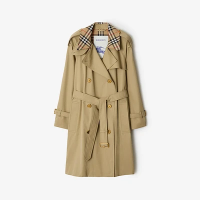 Mid-length Check Collar Castleford Trench Coat in Hamper - Women, Cotton | Burberry® Official