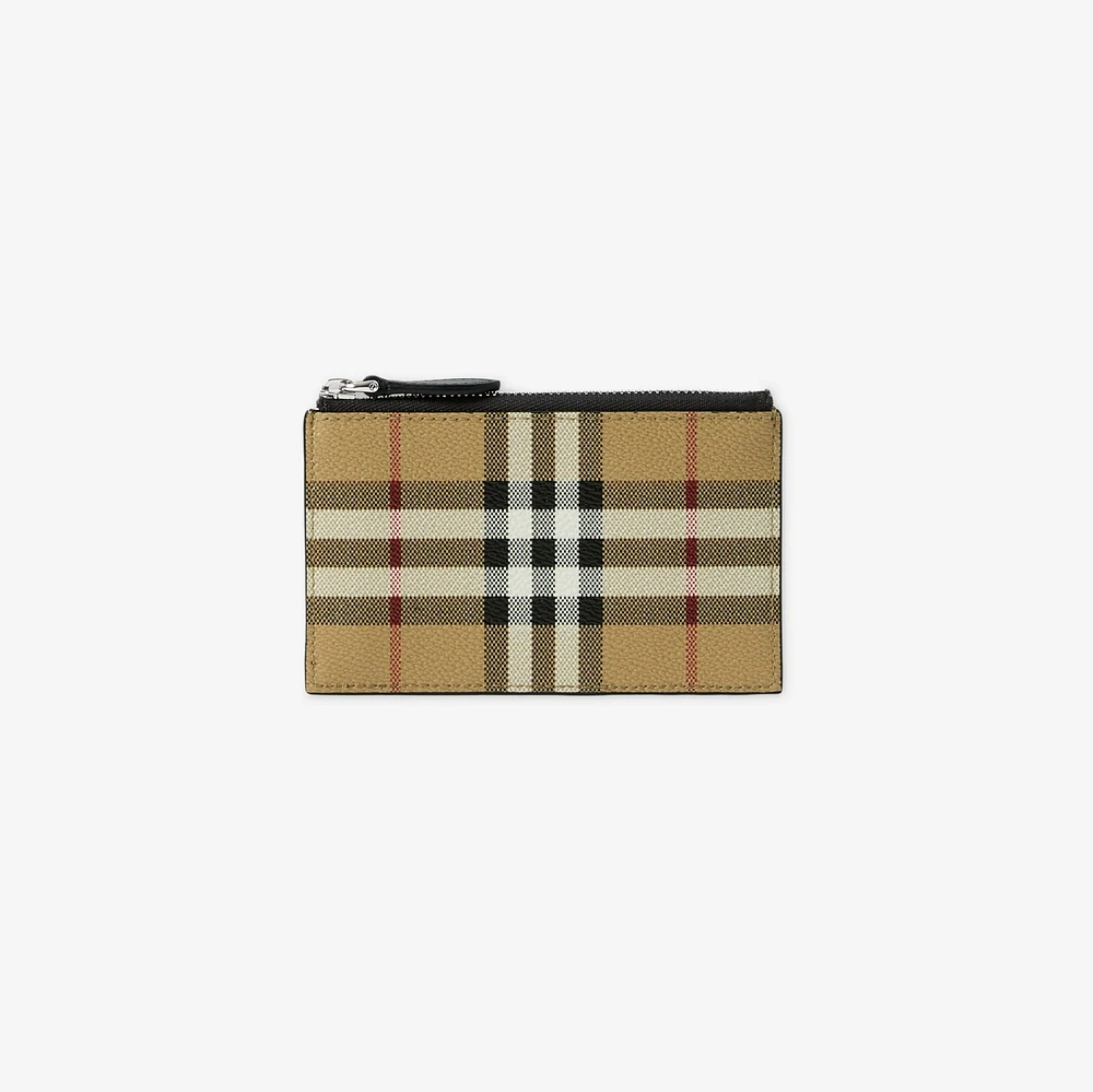 Check Zip Card Case in Archive beige - Men, Canvas | Burberry® Official