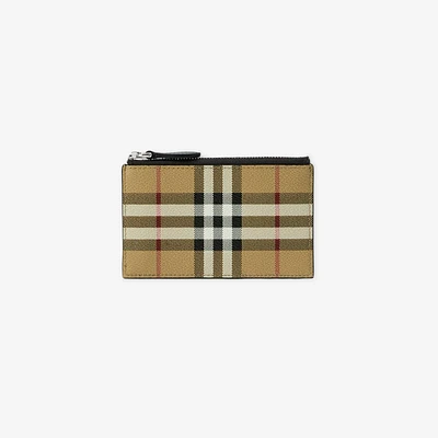 Check Zip Card Case in Archive beige - Men, Canvas | Burberry® Official