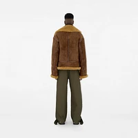 Shearling Aviator Jacket in Moss - Men, Leather | Burberry® Official