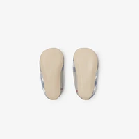 Check Nylon Blend Booties in Pale stone - Children | Burberry® Official