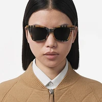 Check Square Sunglasses in Antique yellow - Women | Burberry® Official