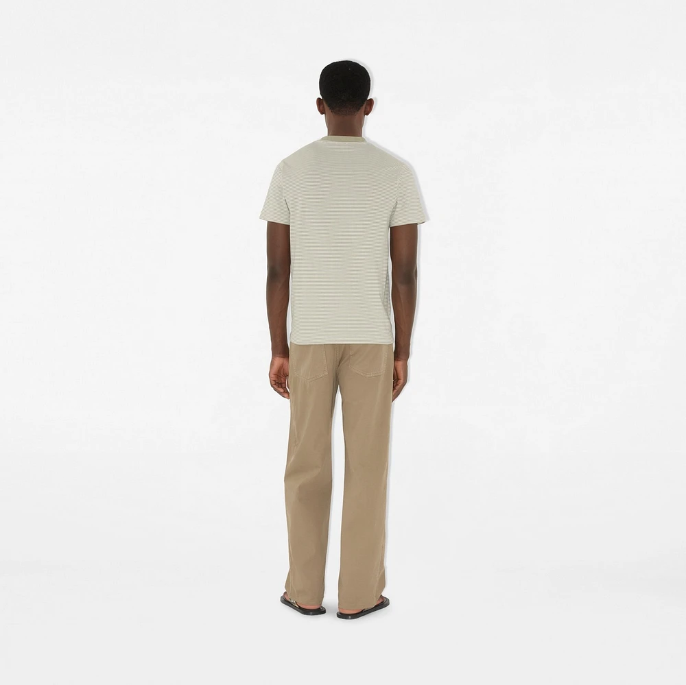 Striped Cotton T-shirt in Skylark - Men | Burberry® Official