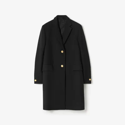 Wool Blend Tailored Coat in Black - Women, Nylon | Burberry® Official