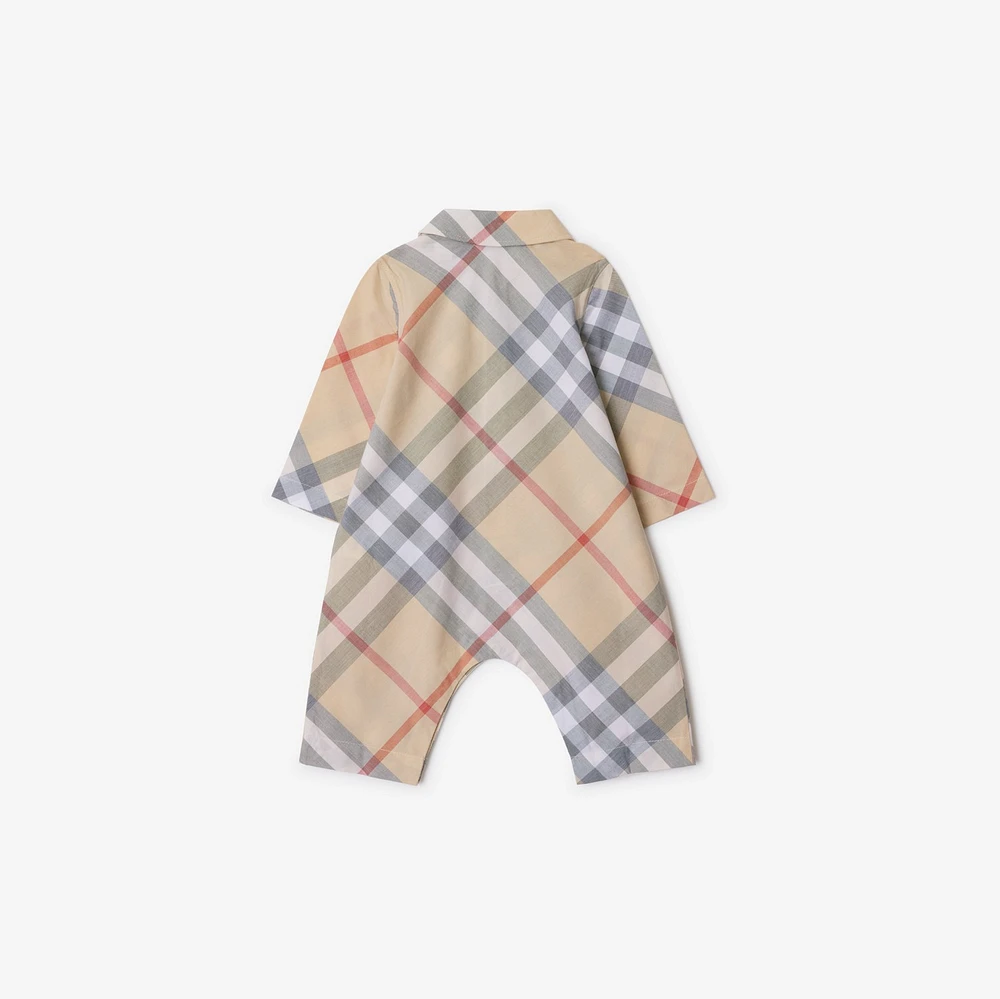 Check Cotton Jumpsuit in Pale stone - Children | Burberry® Official