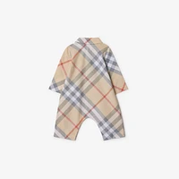 Check Cotton Jumpsuit in Pale stone - Children | Burberry® Official