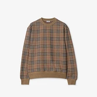 Check Cotton Blend Sweater in Nut - Men | Burberry® Official