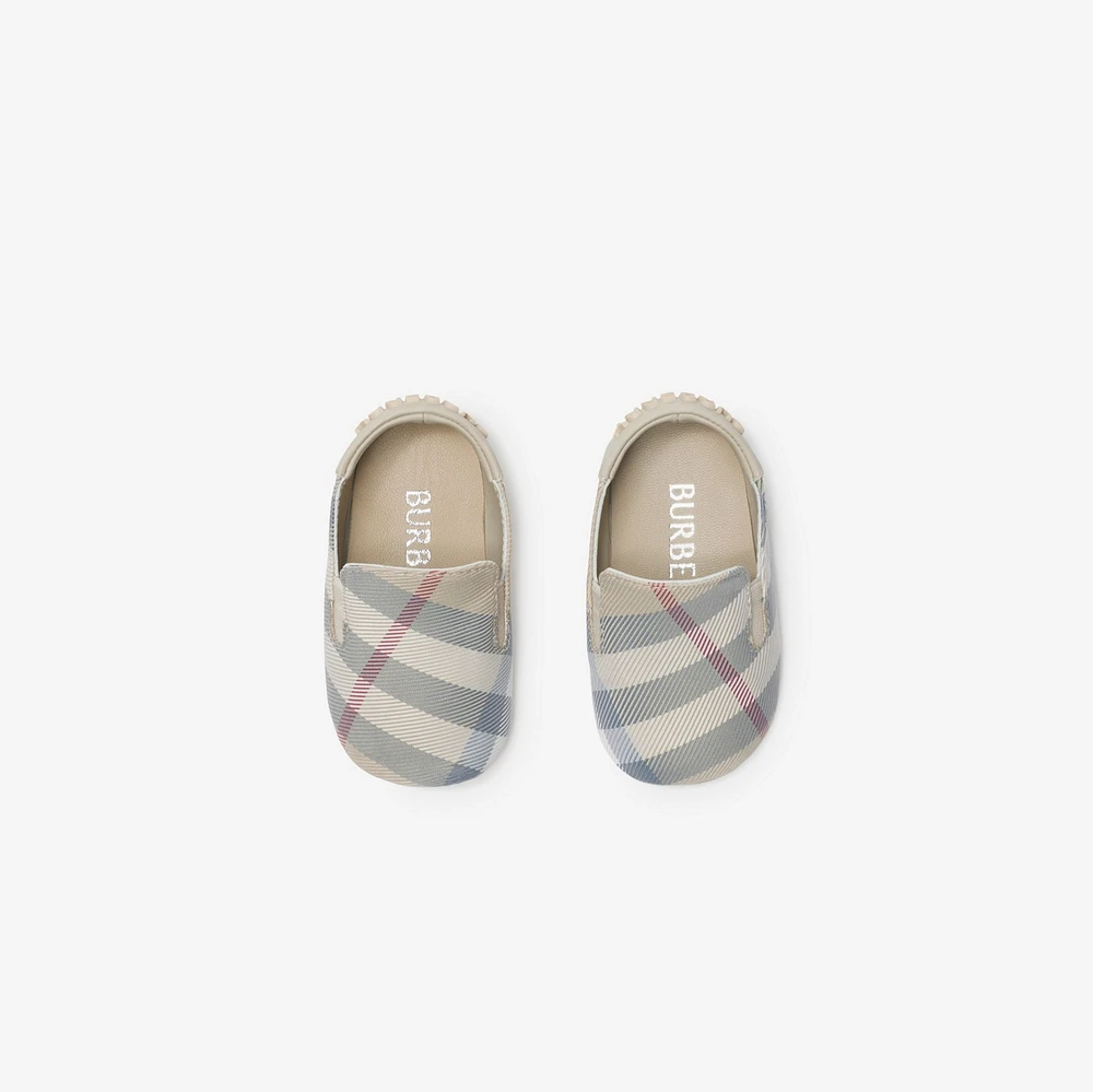 Check Nylon Blend Booties in Pale stone - Children | Burberry® Official