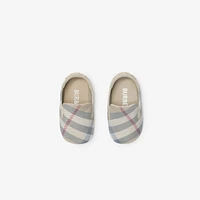 Check Nylon Blend Booties in Pale stone - Children | Burberry® Official
