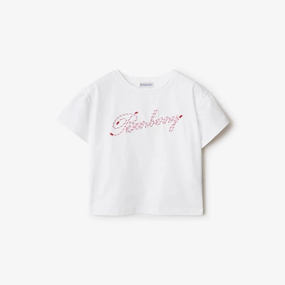 Laces Logo Cotton T-shirt in White | Burberry® Official