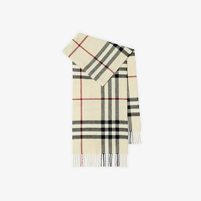 Check Cashmere Scarf in Stone | Burberry® Official