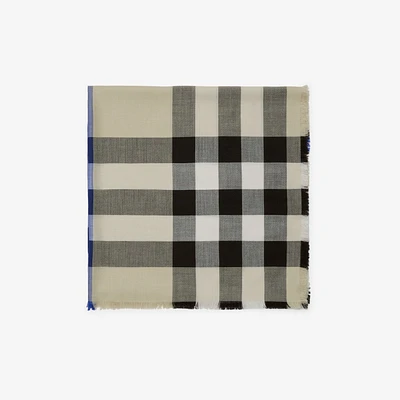 Check Cashmere Silk Scarf in Lichen | Burberry® Official