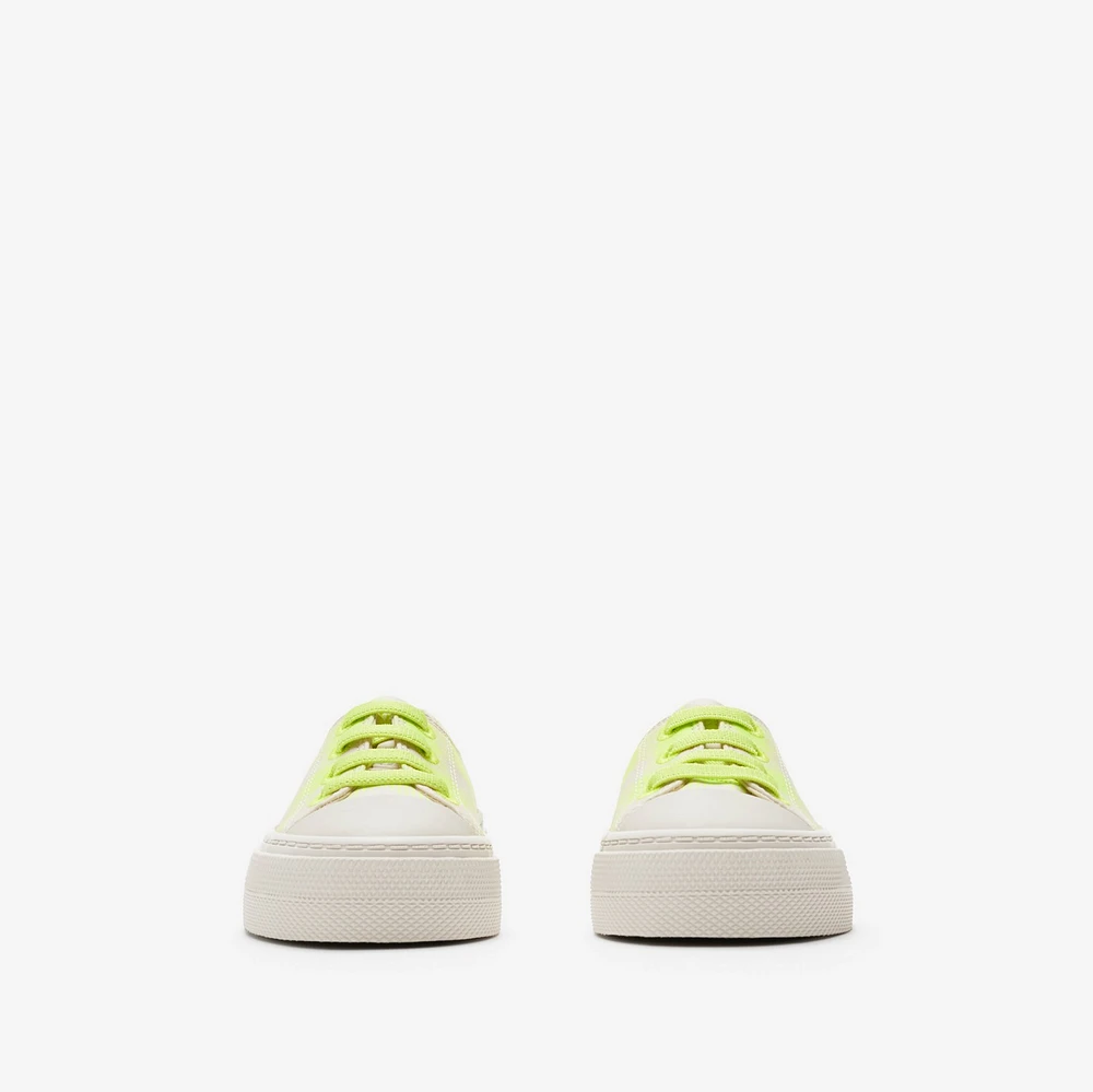 Check Cotton Sneakers in Vivid lime - Children | Burberry® Official