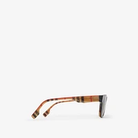 Check Rectangular Sunglasses in Black/beige Grey - Men | Burberry® Official