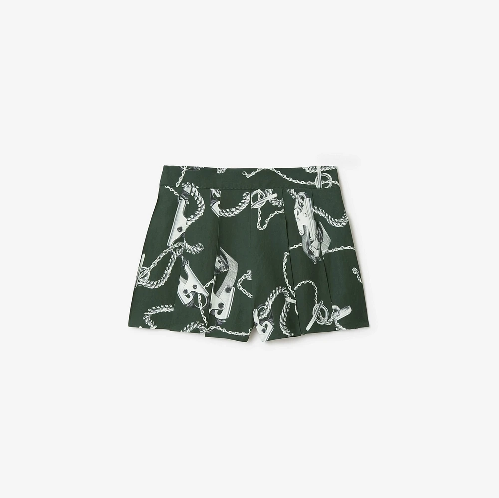 Knight Hardware Taffeta Shorts in Silver/green - Women, Nylon | Burberry® Official