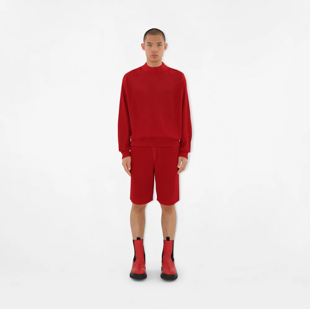 Silk Cotton Mesh Sweater in Pillar - Men | Burberry® Official