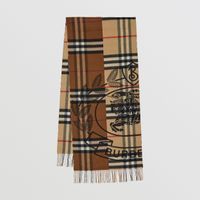 Montage Cashmere Jacquard Scarf in Dark Birch Brown/archive Beige | Burberry® Official