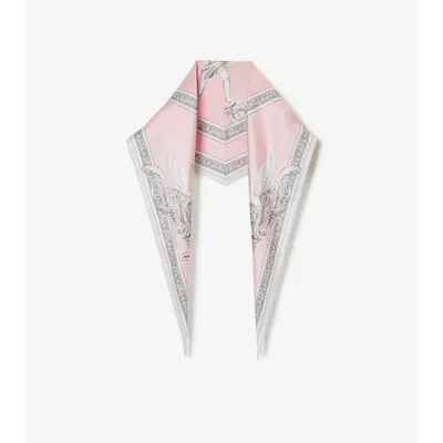 Statue Print Silk Skinny Scarf in Alabaster Pink