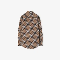 Check Wool Blend Shirt in Linden - Women, Technical | Burberry® Official