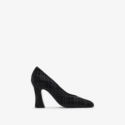 Check Suede Trinket Pumps in Black - Women, Leather | Burberry® Official