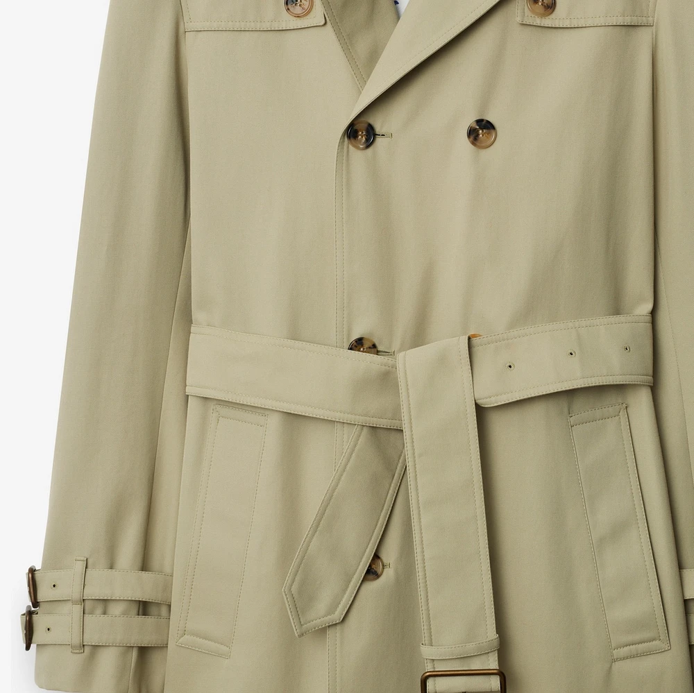 Mid-length Gabardine Trench Coat in Skylark - Men | Burberry® Official