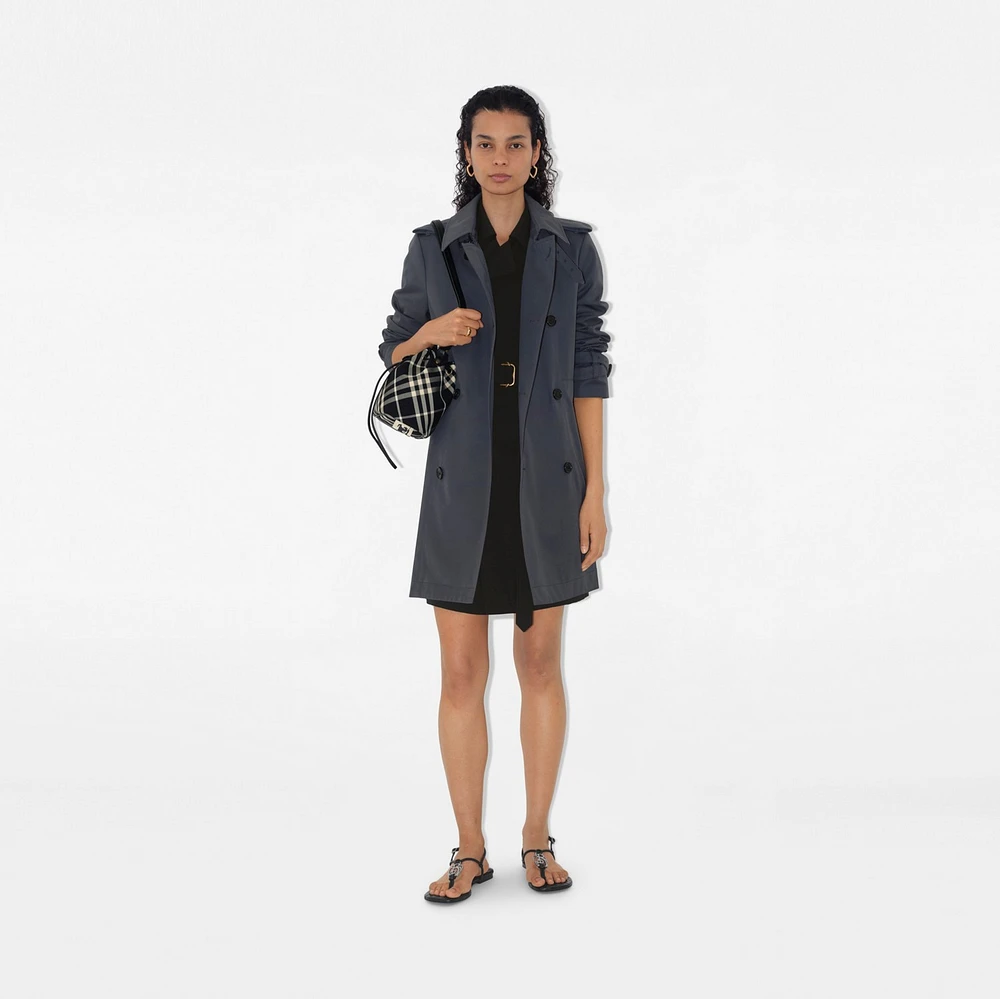 Short Cotton Blend Trench Coat in Magnet - Women, Tropical Gabardine | Burberry® Official