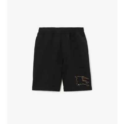 Embroidered Monogram EKD Cotton Shorts in Black - Men | Burberry® Official