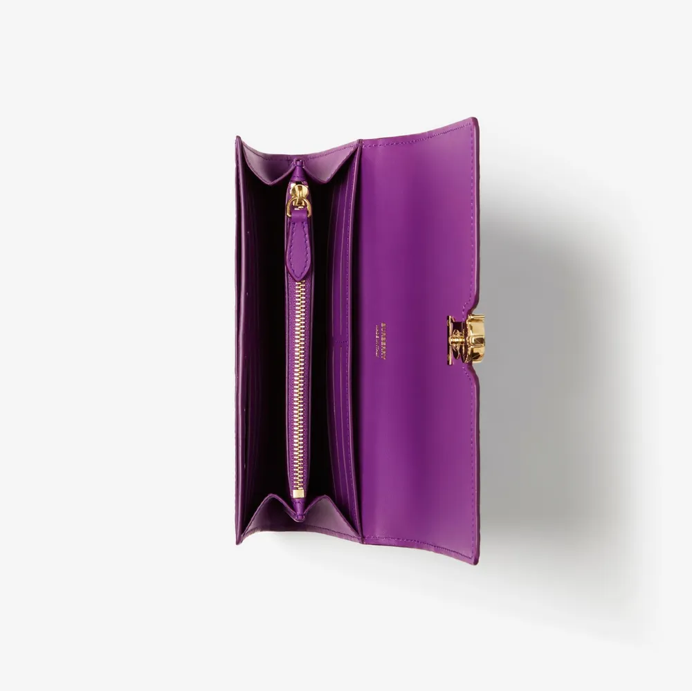 Leather TB Compact Wallet in Thistle - Women