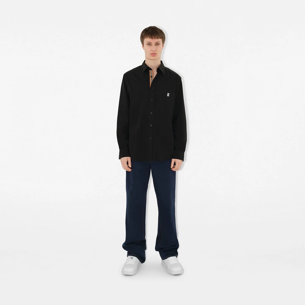 Stretch Cotton Shirt in Black - Men | Burberry® Official