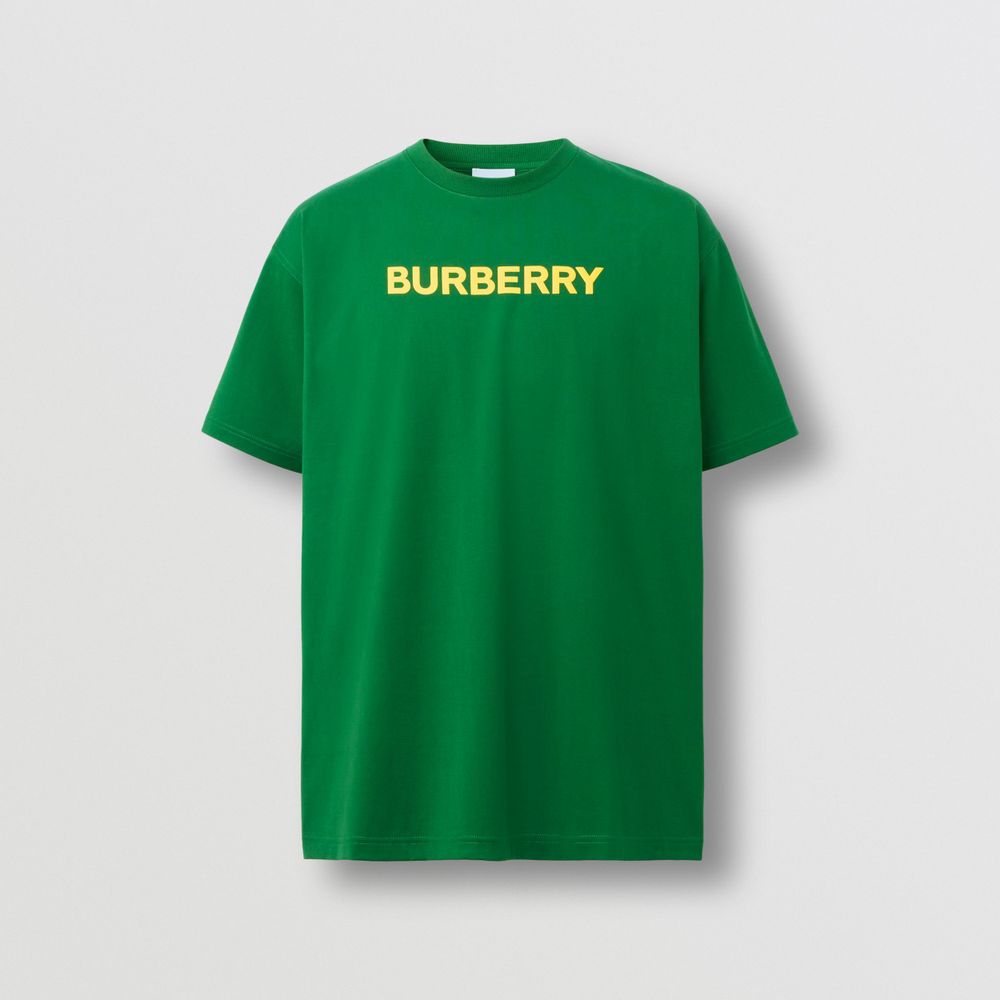 Logo Print Cotton Oversized T-shirt Ivy Green - Men | Burberry® Official