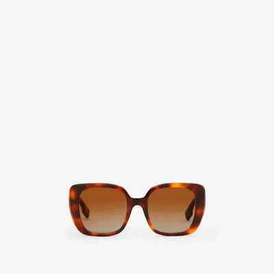 Monogram Motif Oversized Square Frame Lola Sunglasses in Warm tortoiseshell - Women | Burberry® Official