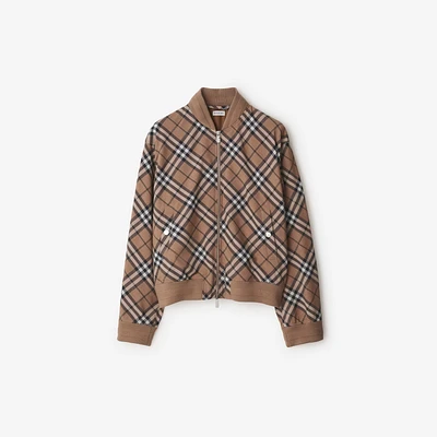 Check Wool Blend Harrington Jacket in Linden - Men | Burberry® Official