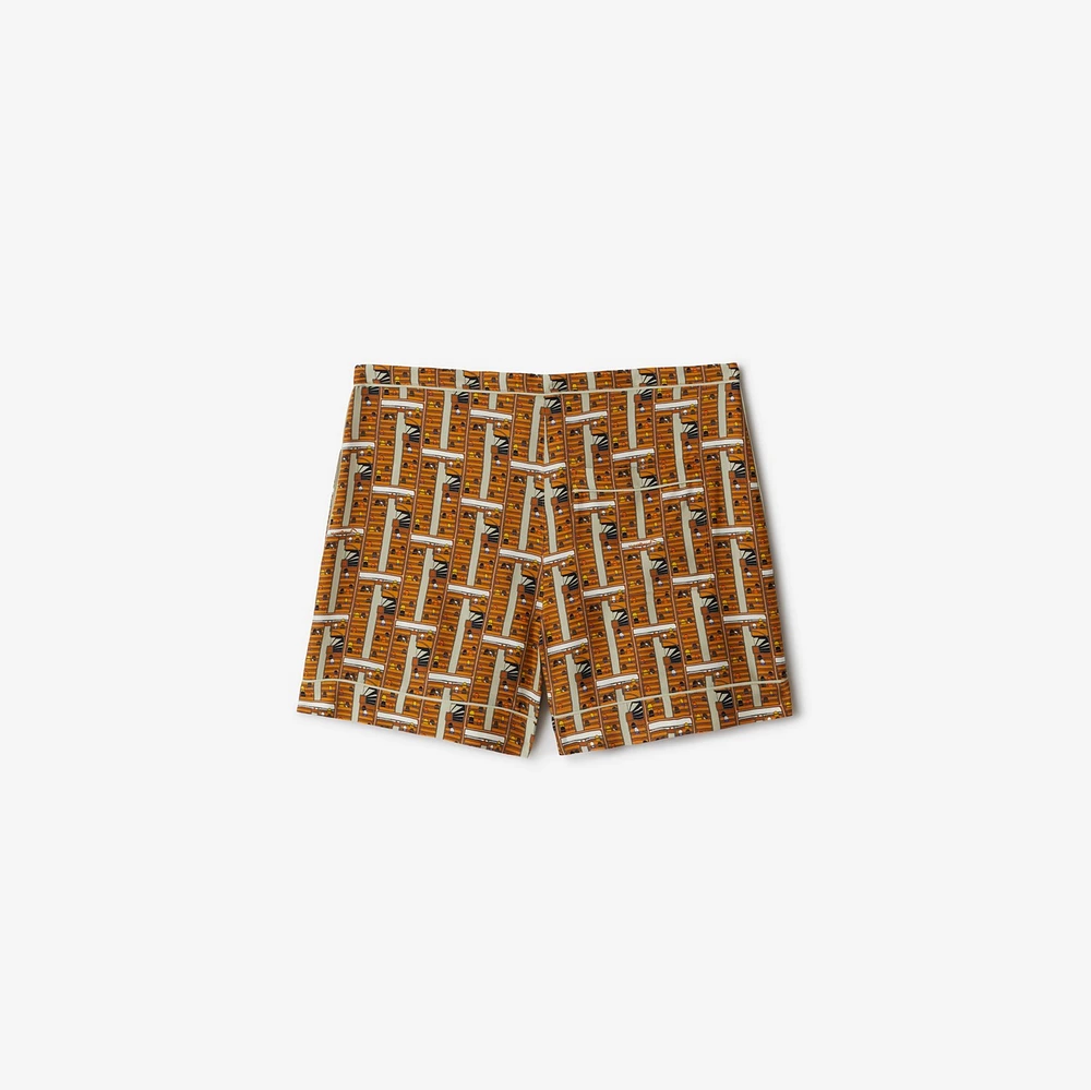 Bus Silk Pyjama Shorts in Pumpkin - Women | Burberry® Official