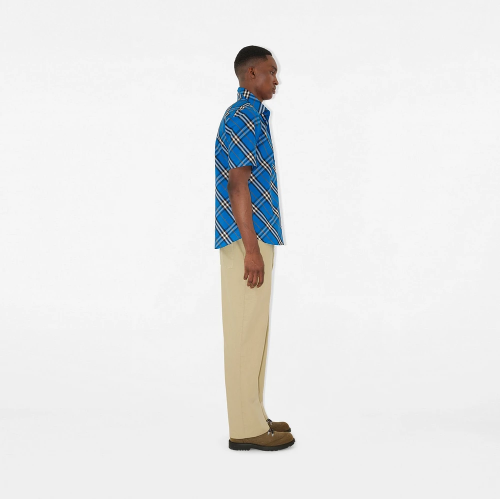 Regular Fit Check Cotton Shirt in Hyacinth - Men | Burberry® Official