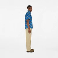 Regular Fit Check Cotton Shirt in Hyacinth - Men | Burberry® Official