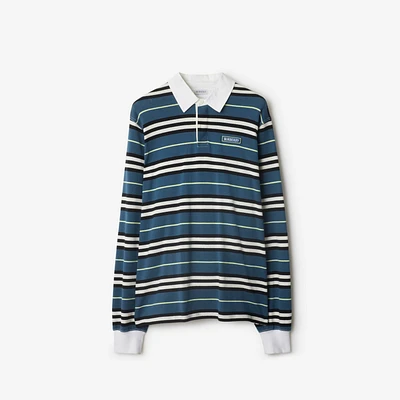 Long-sleeve Striped Cotton Polo Shirt in Anchor - Men | Burberry® Official