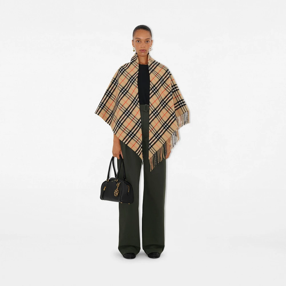 Check Wool Cashmere Cape in Sand | Burberry® Official