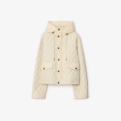 Cropped Quilted Nylon Hooded Jacket in Nutmeg - Women | Burberry® Official