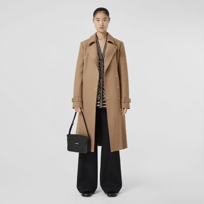 Wool Cashmere Tailored Coat Camel Melange - Women | Burberry® Official