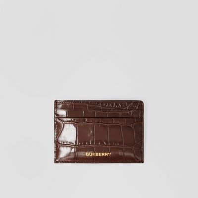 Embossed Leather Card Case in Deep Cocoa - Men | Burberry® Official