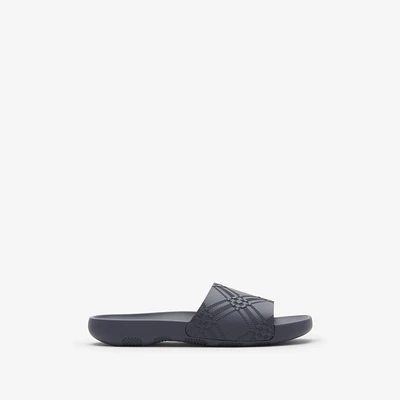 Embossed Check Dive Slides in Magnet - Men, Technical | Burberry® Official