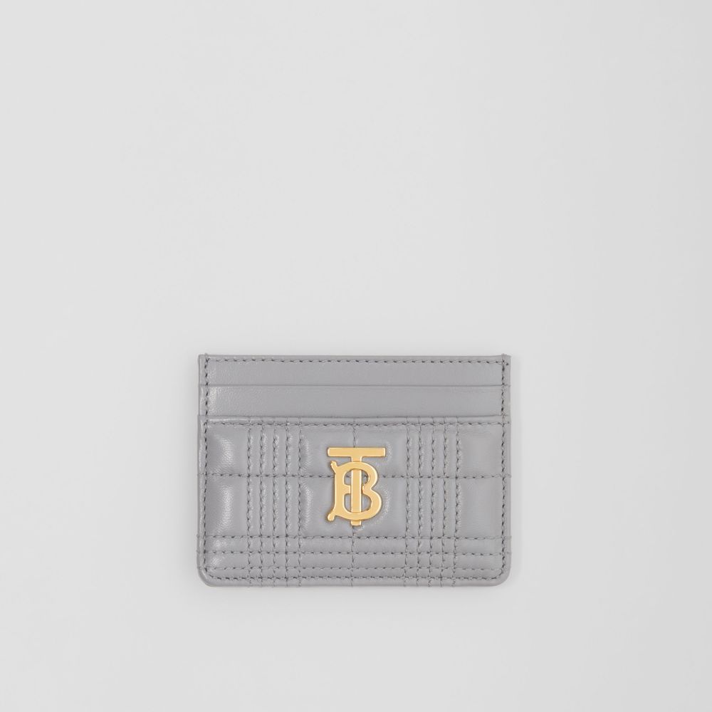 Quilted Leather Lola Card Case in Cloud Grey - Women | Burberry® Official