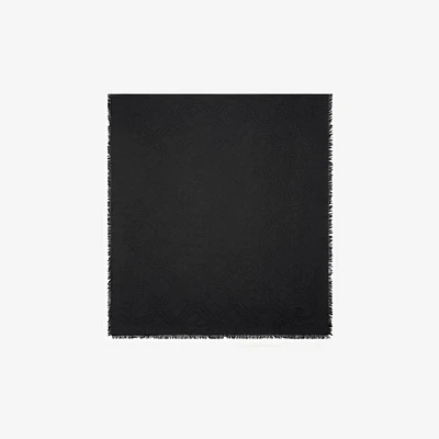 Wide Check Wool Silk Scarf in Black | Burberry® Official